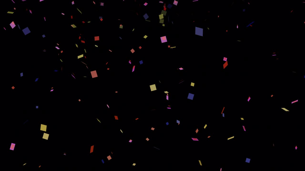 Coriandoli multicolori che cadono su sfondo nero per composizione. Coriandoli festivi colorati che cadono