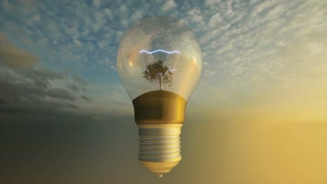 lámpara incandescente energía eco negocio tecnología industria concepto paisaje verde 4k