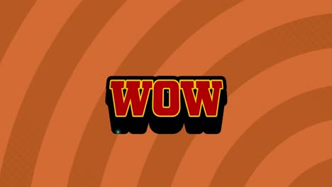 Animation-of-wow-text-over-retro-speech-bubble-against-red-radial-background