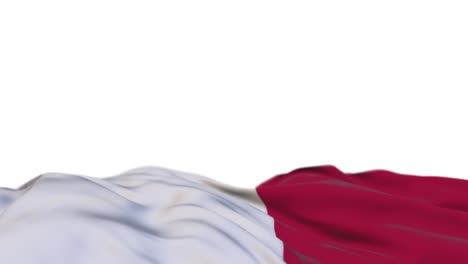 bandera de tela de malta ondeando en el bucle del viento. bordado maltés estampado bandera de tela balanceándose en la brisa. fondo blanco medio lleno. lugar para el texto. bucle de 20 segundos.
