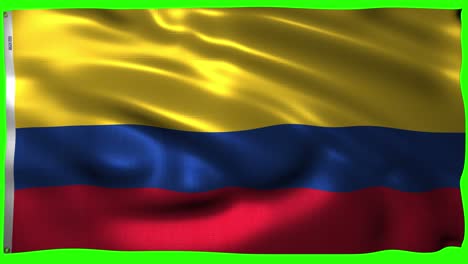Flagge-Von-Kolumbien,-Grüner-Bildschirm,-Chroma-Key