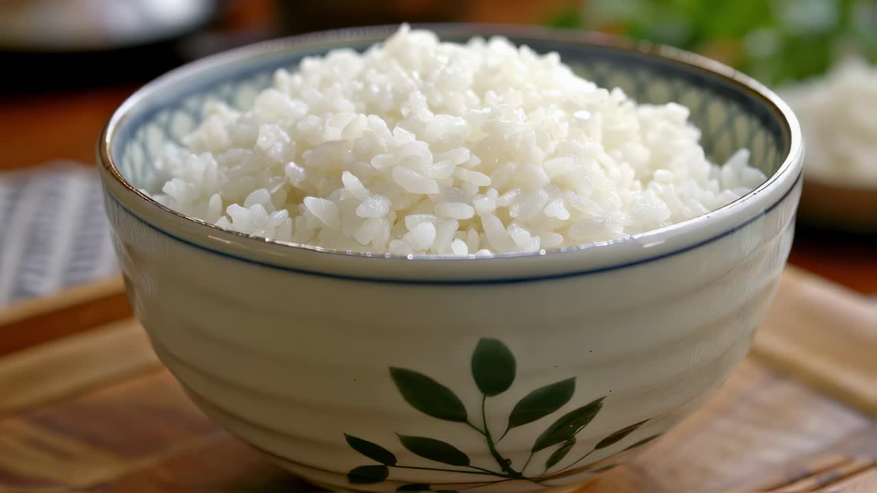 Un plato de arroz blanco cocido