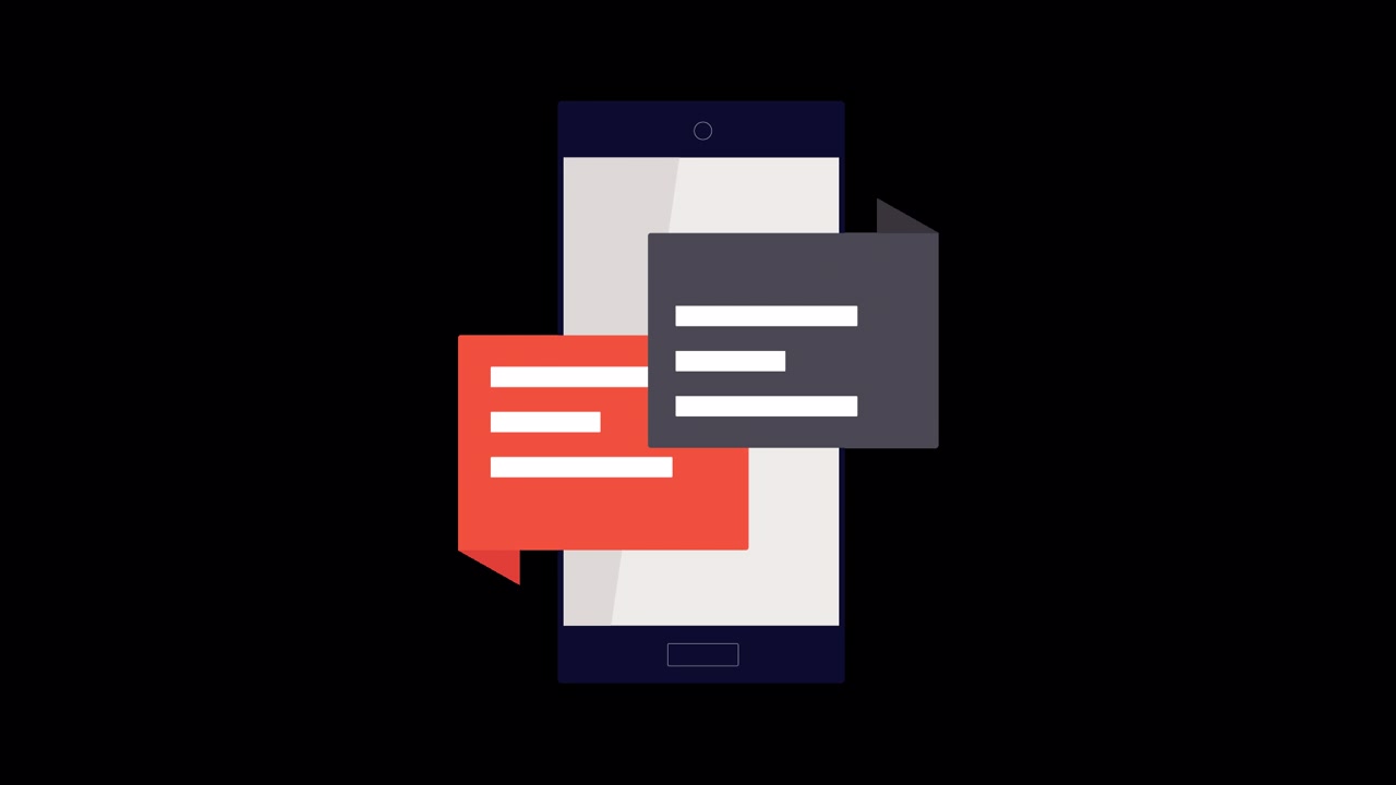 Animated Smartphone Displaying Text Messages and Chat Bubbles
