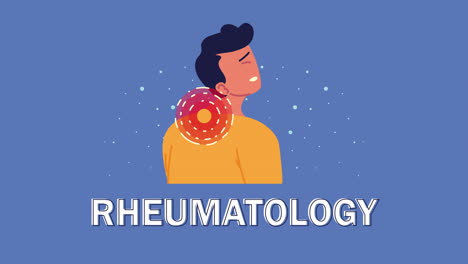 joven con dolor de cuello reumatología enfermedad animación