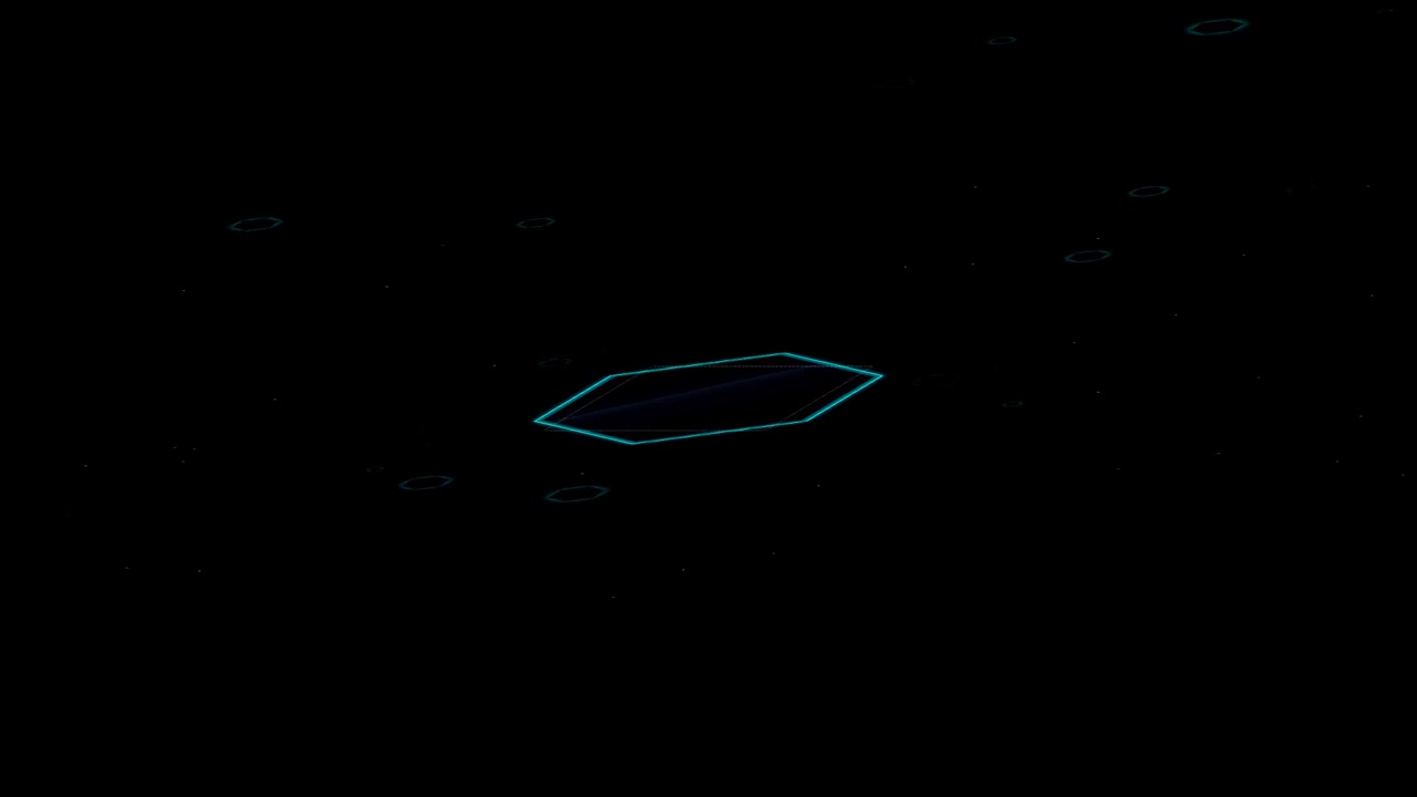 Abstract Digital Hexagon Interface Expanding in Dark Space