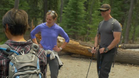 group of friends hang out together before going on a hike