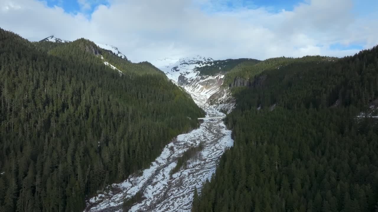 4K Aerial of Mount Rainier National Park, Washington, USA in February 2024