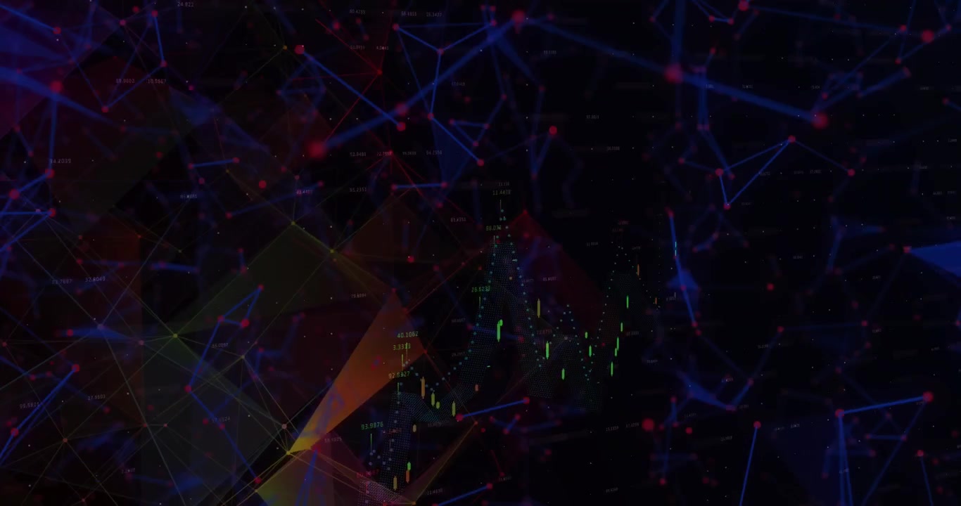 Animation of diverse shapes and graphs moving on black background