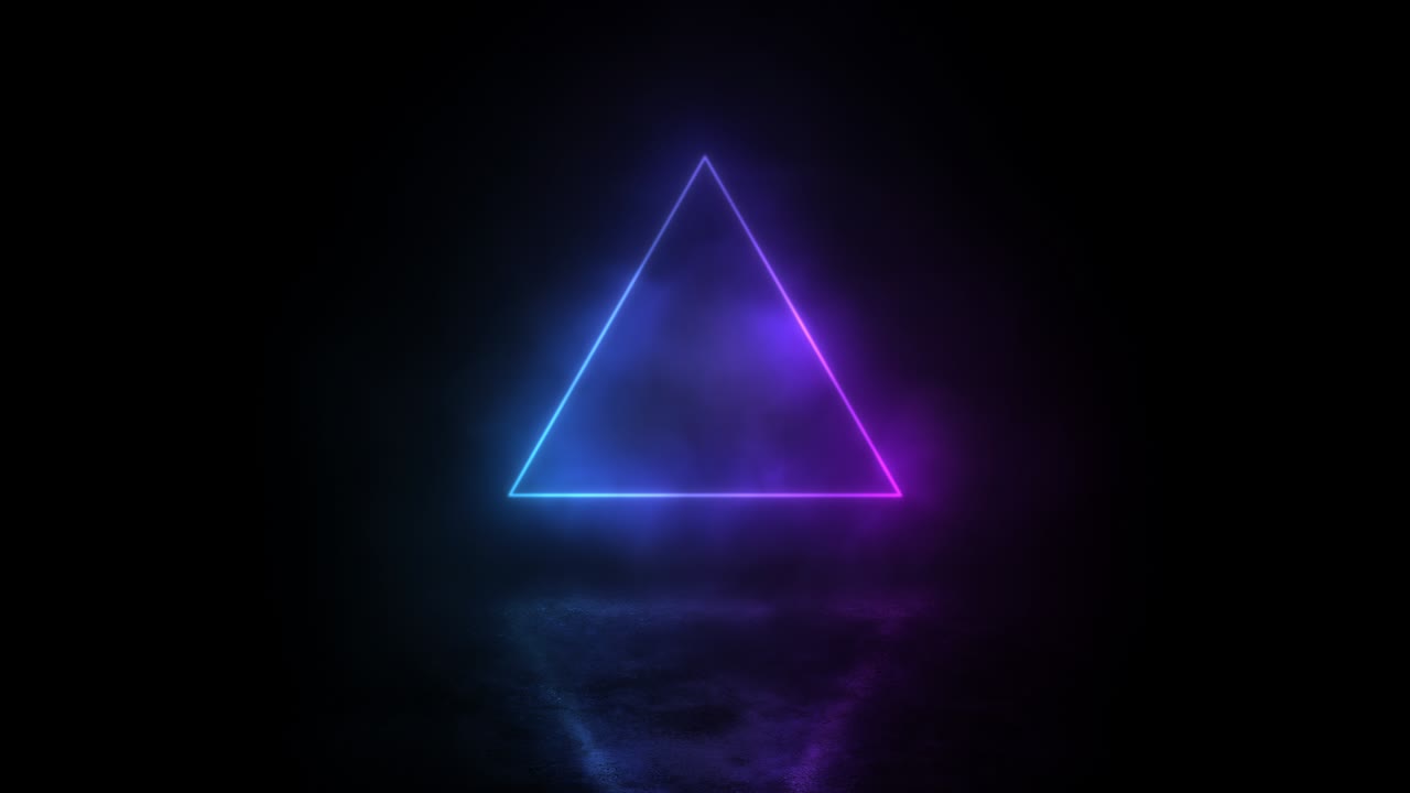 portal de neón místico colgando sobre un piso de hormigón, video de bucle sin costuras