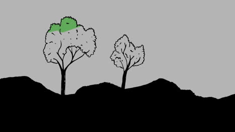 drawing of a two trees