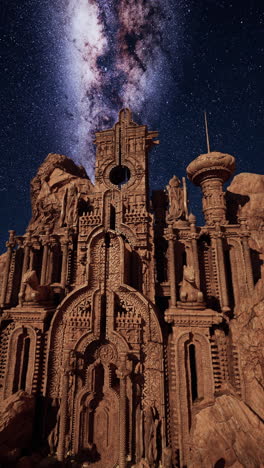 a detailed fantasy castle under the milky way