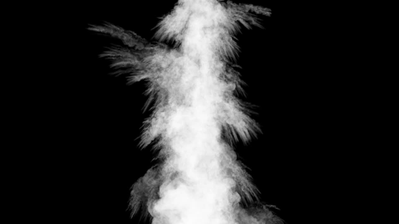 일련의 은 아래에서 위로 줄을 맞추고, 불꽃과 연기를 는 흔적을 만들어 낸다.