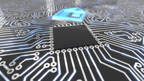 el concepto de la placa de circuitos de computadora rotativa azul oscuro bucle de origen 4k