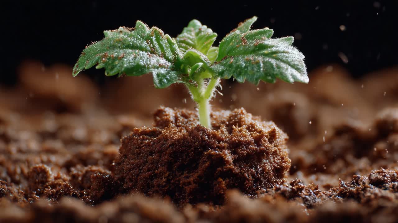 A Lush Green Seedling Emerging from Fertile Soil, Symbolizing Growth and Renewal in Nature's Cycle, Ready to Flourish and Thrive in Its Environment