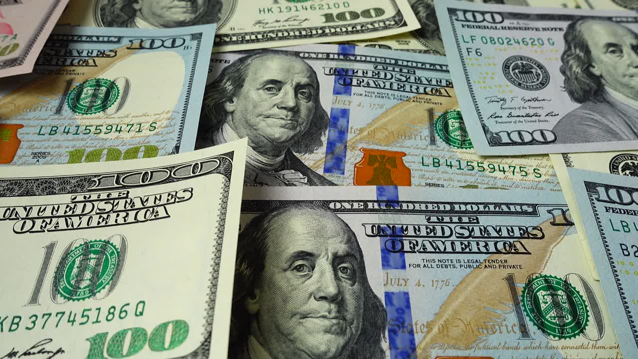 Serilmiş ABD Doları Banknotlarının Yakın Çekim Görüntüsü