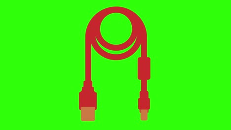 2D animated illustration of a cable hdmi on a green screen