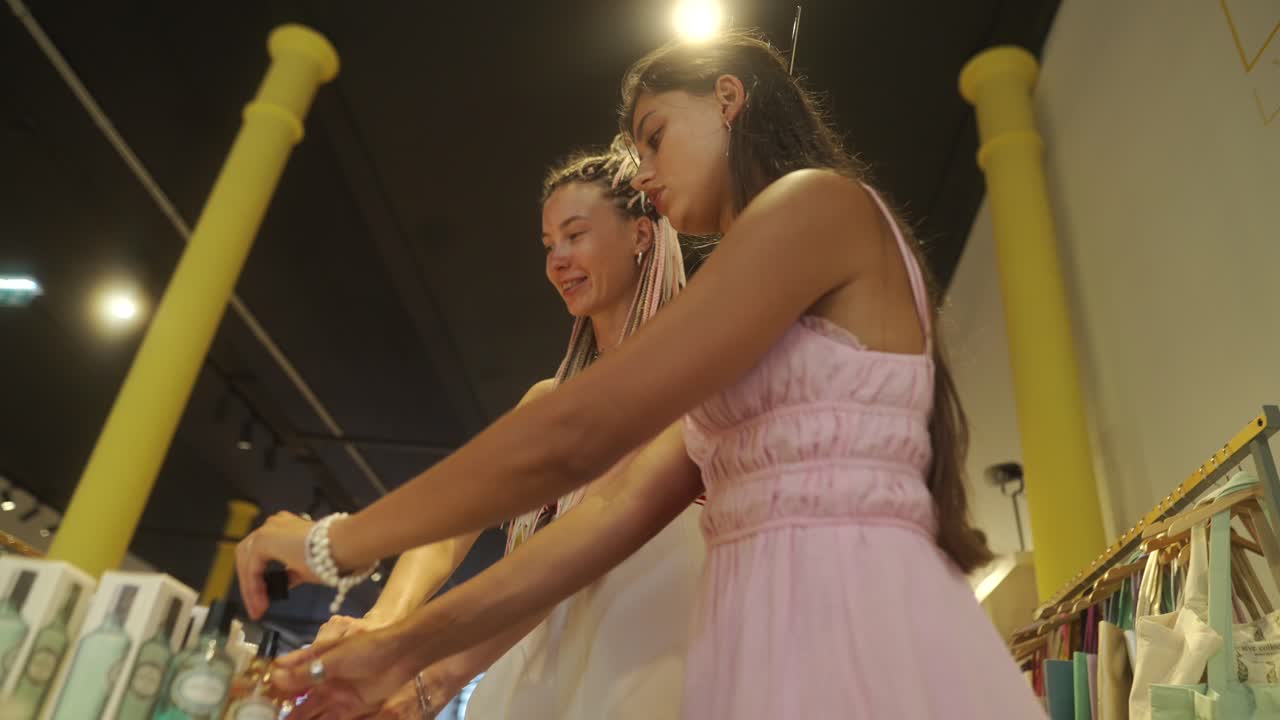Two women shopping in a retail boutique