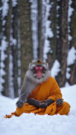 snow monkey in meditation