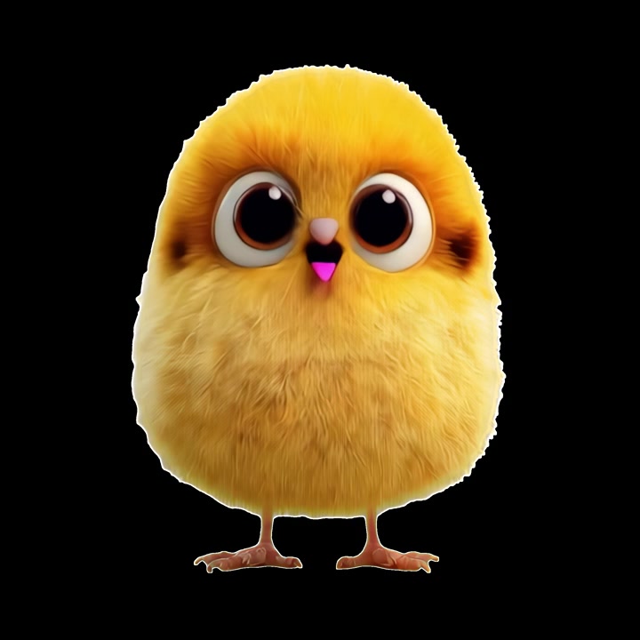 Lindo pollito amarillo animado parpadeando y bailando