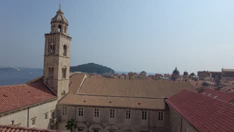 Panoramic-view-of-Dubrovnik's-rooftops,-sea,-and-historic-buildings,-embodying-the-concept-of-coastal-charm-and-architectural-grandeur