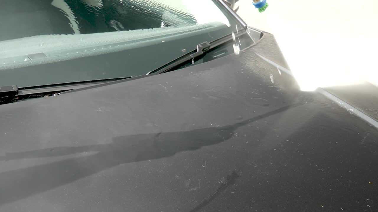 Rinsing bird poop from car