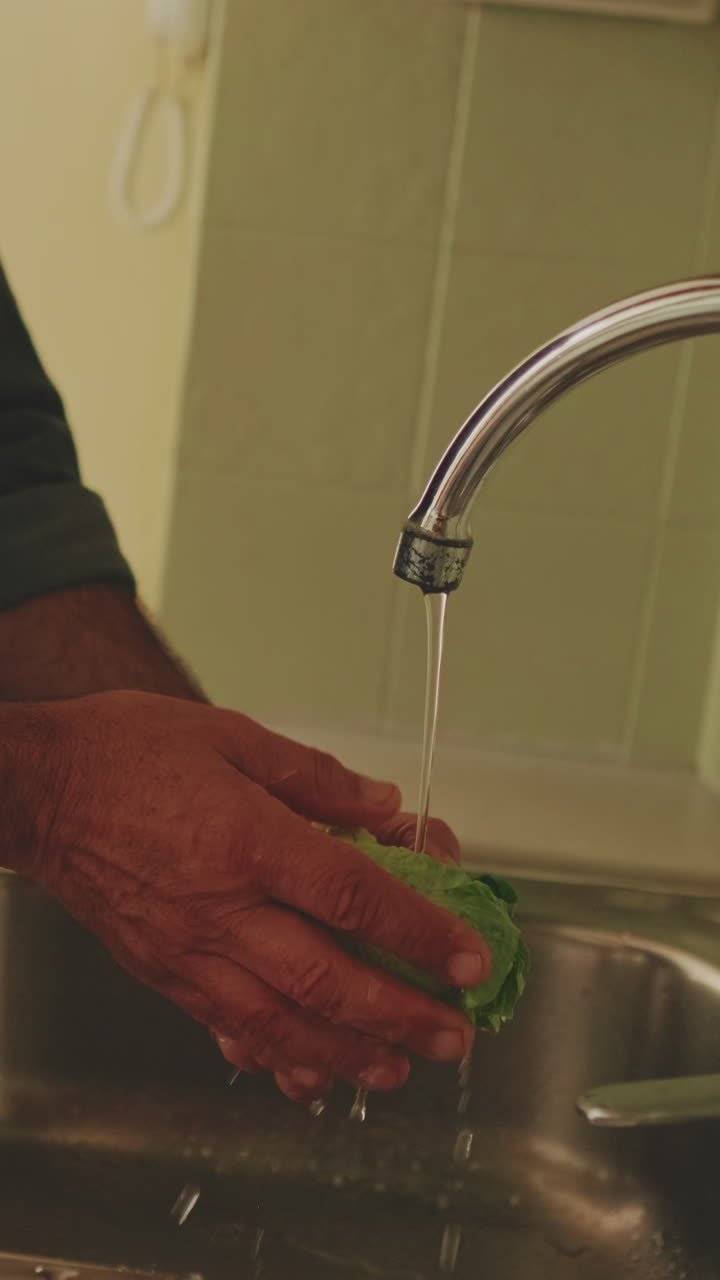 Washing Lettuce in the Sink