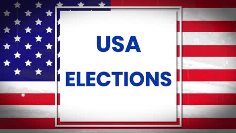 animation of usa elections text over flag of america