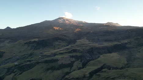 flying towards active volcano nevado del ruiz in the tolima department in the andes mountains in colombia