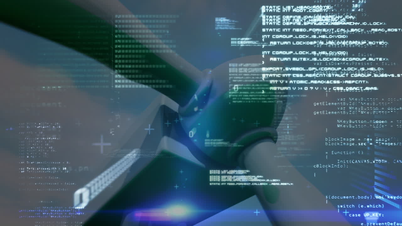 animación del procesamiento de datos sobre la turbina eólica