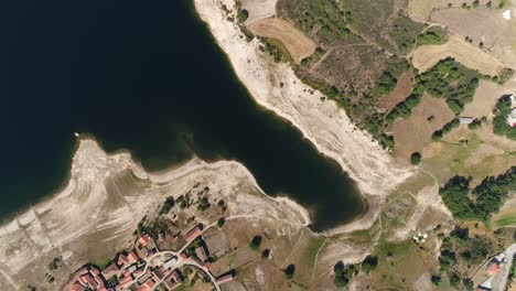 top view of the village by the river