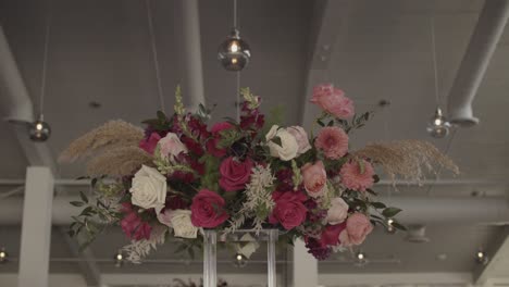 flower decorations for wedding ceremony. beautiful blooming pink roses
