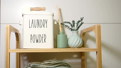 organized laundry room shelf