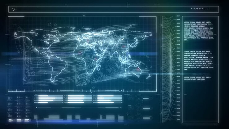 Blue global business interface