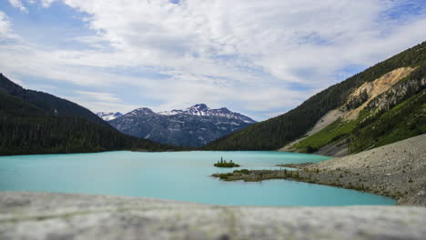 glacier lake timelapse with emerald colors taken at joffreys lake bc canada