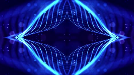 4k looped sci-fi 3d animación abstracta. las partículas azules brillantes forman líneas, estructuras simétricas como en el microworld o el espacio cósmico. para presentaciones de vacaciones, ceremonias como diseño de movimiento de bucle vj