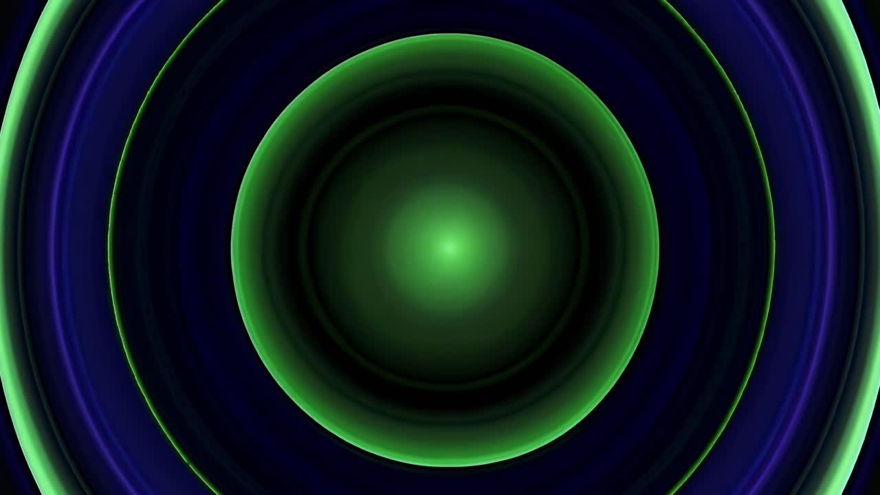 Abstract green concentric circles forming a tunnel effect. Green circles create a glowing tunnel