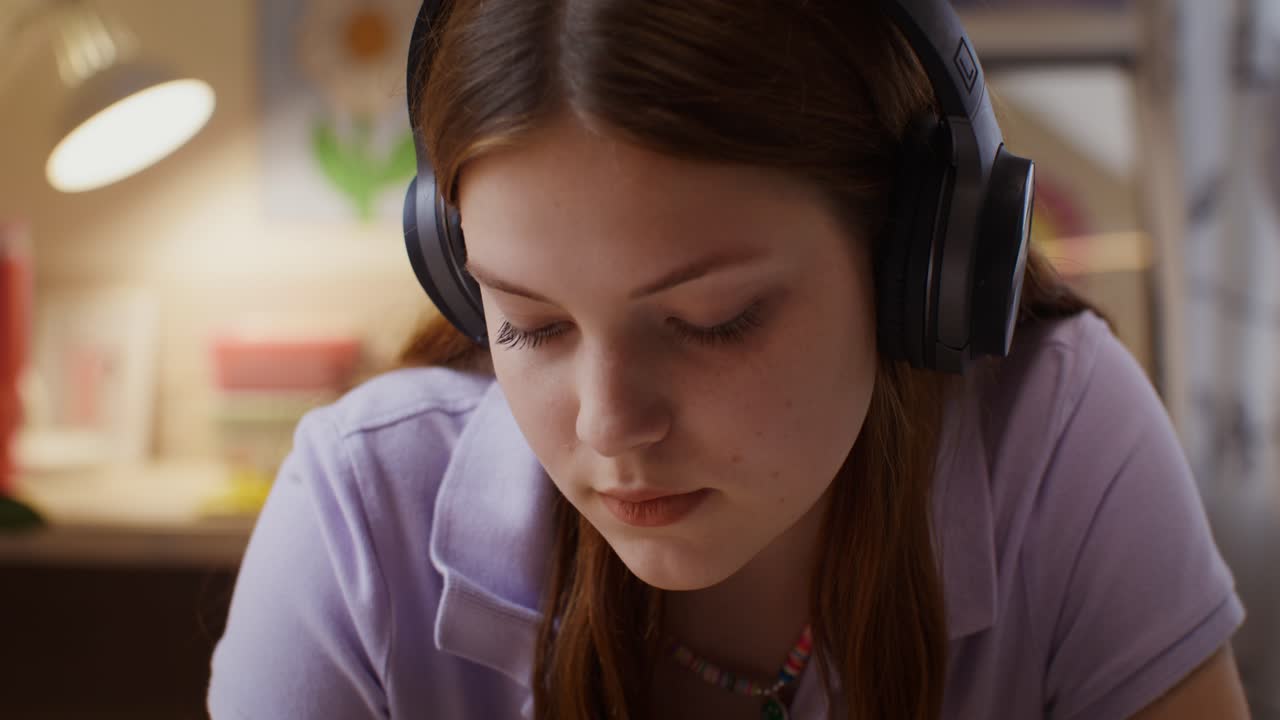 Adolescente che ascolta la musica