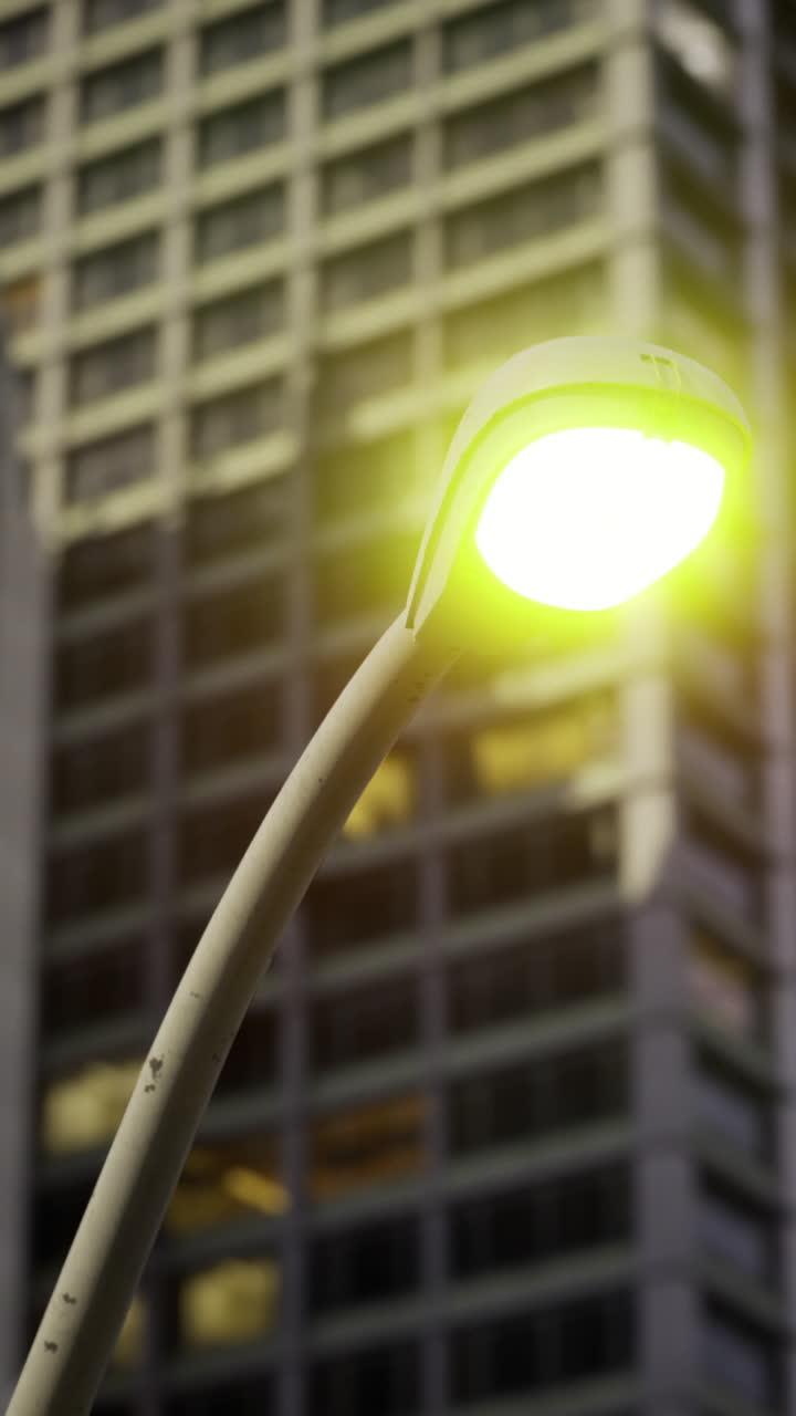 Streetlight illuminating urban landscape during twilight in metropolitan city