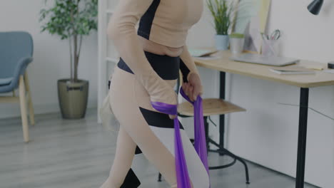Senior Woman Doing Resistance Band Workout at Home