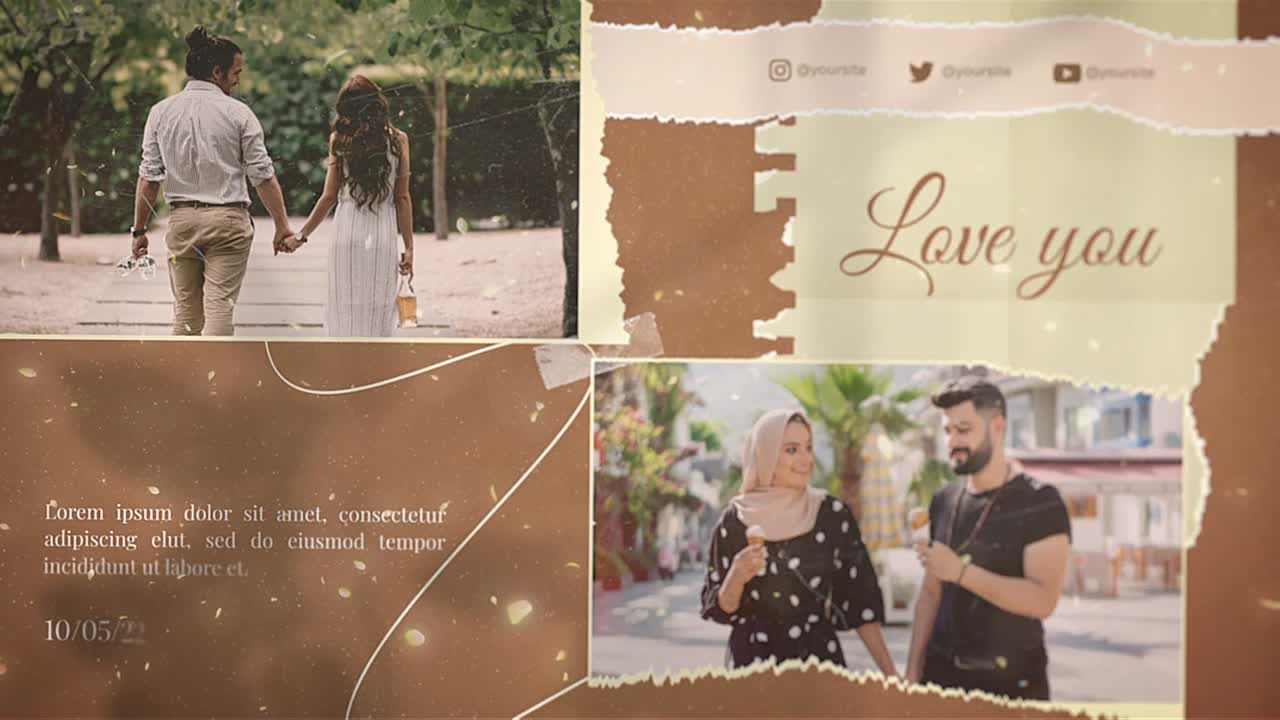 Un moderno modello di motion graphics progettato per contenuti video di storie d'amore