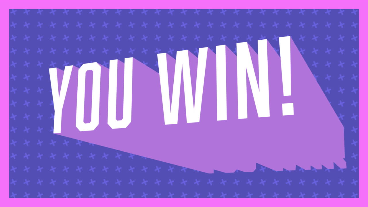 Animation vintage video game screen with words you win written