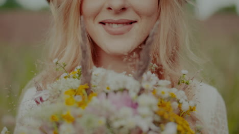 Portrait-Of-Smiling-Boho-Hippie-Woman-Close-Up