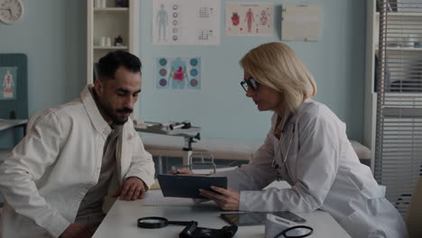 doctor examining a patient in a clinic