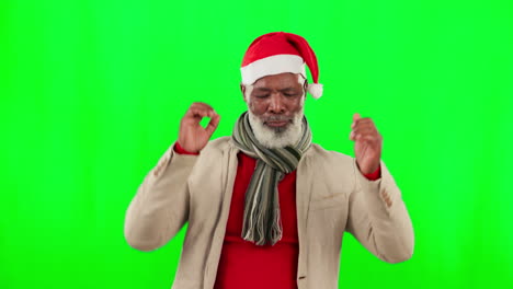 Christmas-dance,-senior-and-black-man-with-green
