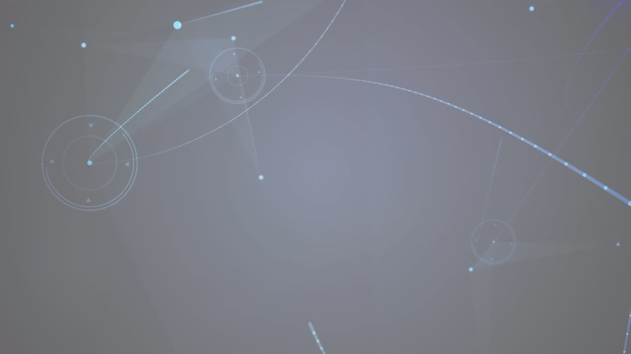 animación de la red de conexiones con puntos brillantes en fondo gris