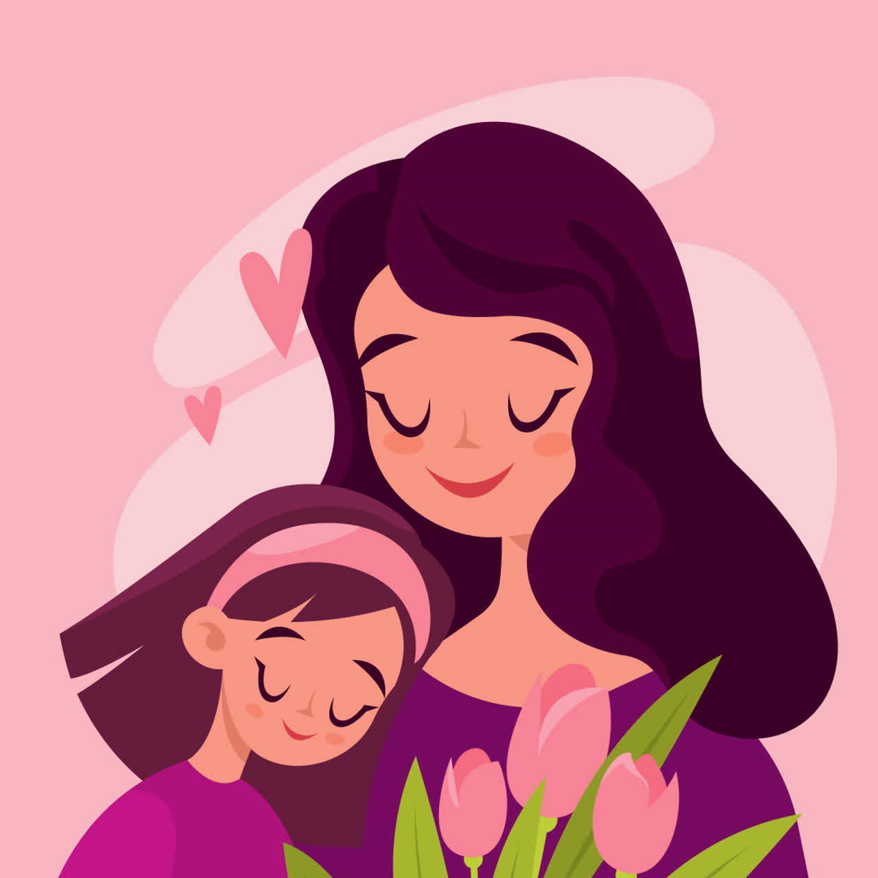 Mother and Daughter with Tulips