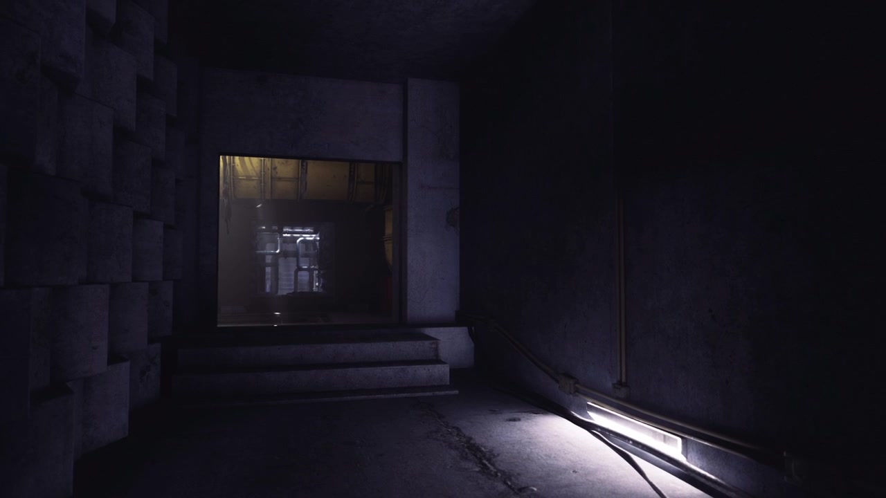 Tunnel énigmatique avec fond lumineux et surfaces texturées pour l'exploration