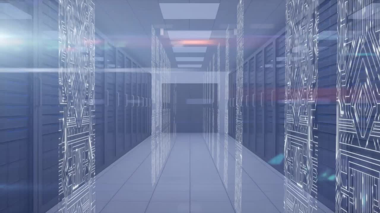 컴퓨터 프로세서로 긴 복도 애니메이션