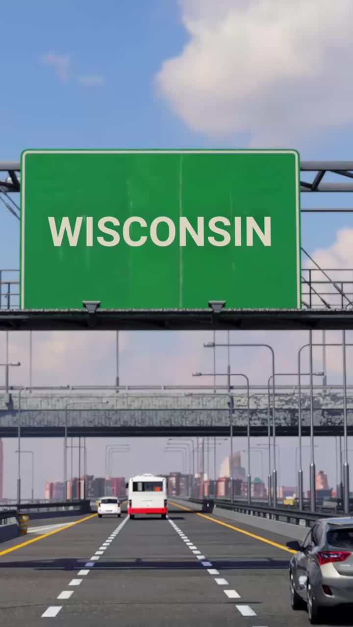 Autostrada in Wisconsin con aereo in alto