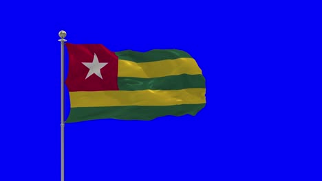 togo 3d illustration of the waving flag on a pole with  chroma key